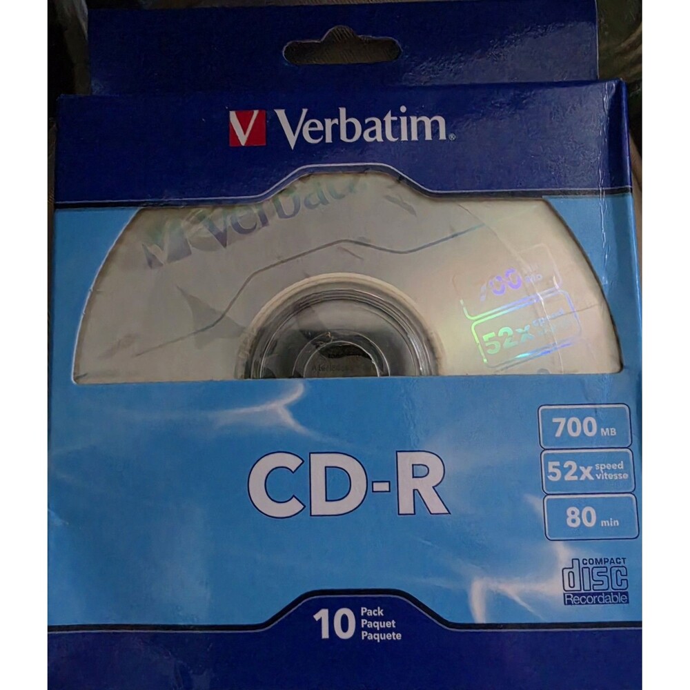 NEW 10 Pack Verbatim CD-R - 700MB 52x Speed 80 Minutes FACTORY SEALED